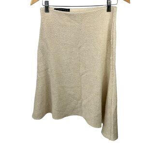 Zara Midi Skirt Size Small Woman Textured Bouclé Beige Midi Skirt Career Office
